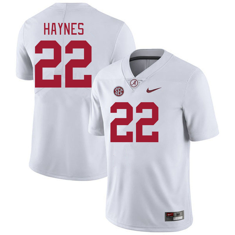 #22 Justice Haynes Alabama Crimson Tide Jerseys Football Stitched-White